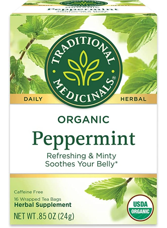 Traditional Medicinals Organic Peppermint -16 Herbal Tea Bags - Image 1